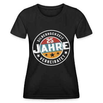 Silberhochzeit 25 Jahre Verheiratet Hochzeit - Frauen Funktions-T-Shirt - Schwarz - Vorne - AI Model Female 172 light (172cm)