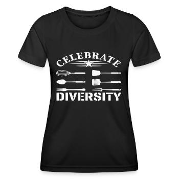 Célébrez la diversité - T-shirt sport Femme - noir - Devant - AI Model Female 172 light (172cm)