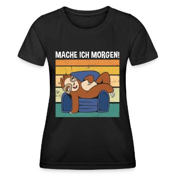 Mache Ich Morgen! Süßes Faultier - Frauen Funktions-T-Shirt - Schwarz - Vorne - AI Model Female 172 light (172cm)