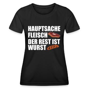 Hauptsache Fleisch der Rest ist Wurst - Frauen Funktions-T-Shirt - Schwarz - Vorne - AI Model Female 172 light (172cm)