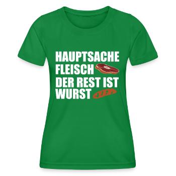 Hauptsache Fleisch der Rest ist Wurst - Frauen Funktions-T-Shirt - Kelly Green - Vorne - AI Model Female 172 dark (172cm)