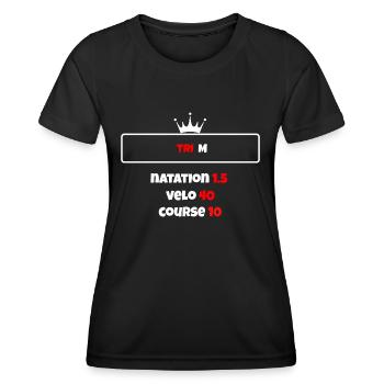 T shirt triathlon Distance M - T-shirt sport Femme - noir - Devant - AI Model Female 172 light (172cm)