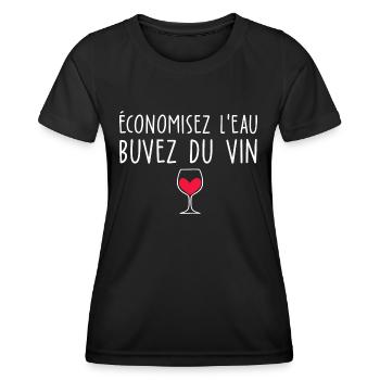 économisez l eau buvez du vin / humour alcool - T-shirt sport Femme - noir - Devant - AI Model Female 172 light (172cm)