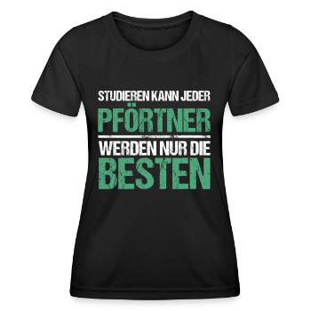 Anyone can study - Pförtner Edition - Women's Functional T-Shirt - black - Front - AI Model Female 172 light (172cm)