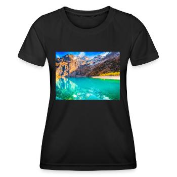 ALPEN SEE - Frauen Funktions-T-Shirt - Schwarz - Vorne - AI Model Female 172 light (172cm)