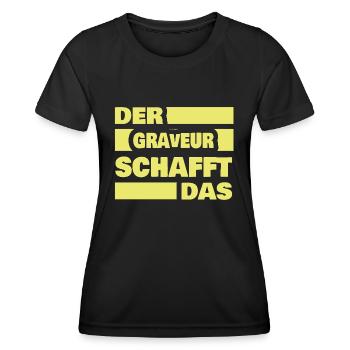 Le graveur comme travail - T-shirt sport Femme - noir - Devant - AI Model Female 172 light (172cm)