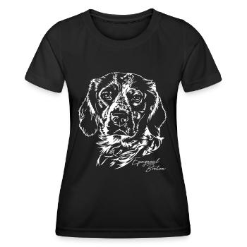 EPAGNEUL BRETON Portrait de chien de chasse Les chiens de Wilsign - T-shirt sport Femme - noir - Devant - AI Model Female 172 light (172cm)