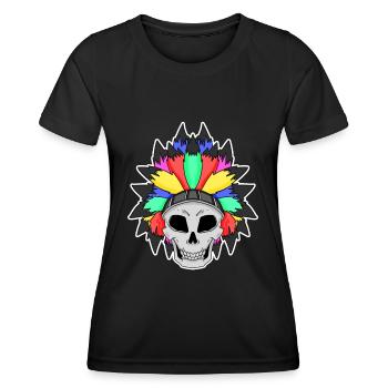 Regenbogen Totenkopf LGBT - Frauen Funktions-T-Shirt - Schwarz - Vorne - AI Model Female 172 light (172cm)
