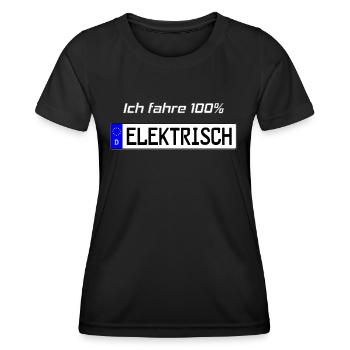 100 Prozent Elektrisch Kennzeichen - Frauen Funktions-T-Shirt - Schwarz - Vorne - AI Model Female 172 light (172cm)