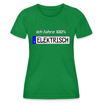 100 Prozent Elektrisch Kennzeichen - Frauen Funktions-T-Shirt - Kelly Green - Vorne - AI Model Female 172 dark (172cm)