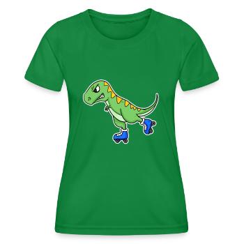 Inline Skating Dinosaurier - Frauen Funktions-T-Shirt - Kelly Green - Vorne - AI Model Female 172 dark (172cm)
