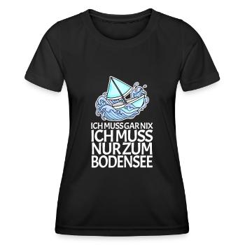 Bodensee See - Frauen Funktions-T-Shirt - Schwarz - Vorne - AI Model Female 172 light (172cm)