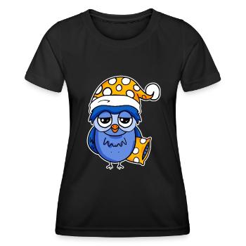 Le lève-tôt Hibou Dormir - T-shirt sport Femme - noir - Devant - AI Model Female 172 light (172cm)