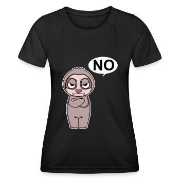 Le paresseux est énervé et dit non - T-shirt sport Femme - noir - Devant - AI Model Female 172 light (172cm)
