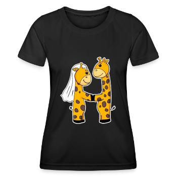 Verheiratete Giraffen - Frauen Funktions-T-Shirt - Schwarz - Vorne - AI Model Female 172 light (172cm)