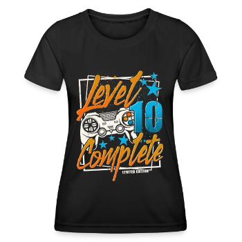 10th Birthday Level 10 Complete 10 Years Gamer - Women's Functional T-Shirt - black - Front - AI Model Female 172 light (172cm)