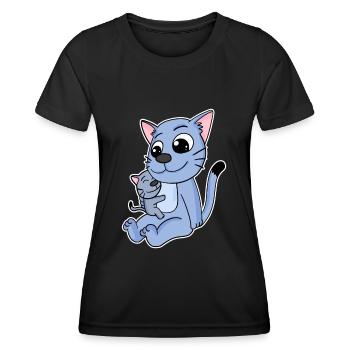Famille chat - Chat avec bébé - Chat - T-shirt sport Femme - noir - Devant - AI Model Female 172 light (172cm)
