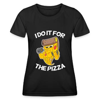 Pizza Training Fitness Sport Geschenk - Frauen Funktions-T-Shirt - Schwarz - Vorne - AI Model Female 172 light (172cm)