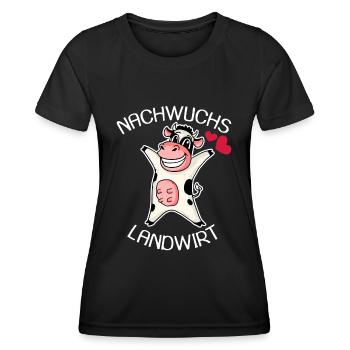 Nachwuchs Landwirt Kuh Geschenk - Frauen Funktions-T-Shirt - Schwarz - Vorne - AI Model Female 172 light (172cm)