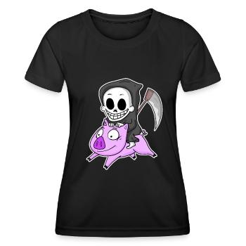 Grim Reaper and Pig - Women's Functional T-Shirt - black - Front - AI Model Female 172 light (172cm)