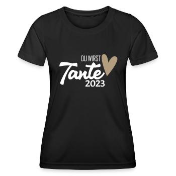 Tante 2023 - Werdende Tante - Tante werden - Frauen Funktions-T-Shirt - Schwarz - Vorne - AI Model Female 172 light (172cm)