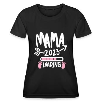 Mama 2023 loading - Werdende Mutter 2023 - Frauen Funktions-T-Shirt - Schwarz - Vorne - AI Model Female 172 light (172cm)