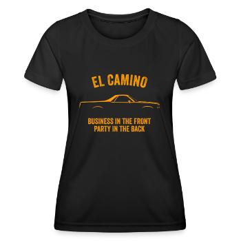 EL CAMINO AMERICAN MUSCLE SLOGAN - Frauen Funktions-T-Shirt - Schwarz - Vorne - AI Model Female 172 light (172cm)