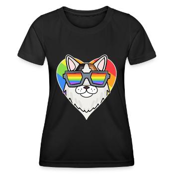 Chat LGBT Turc Van Rainbow - T-shirt sport Femme - noir - Devant - AI Model Female 172 light (172cm)