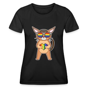 Chat LGBT Chausie Rainbow - T-shirt sport Femme - noir - Devant - AI Model Female 172 light (172cm)