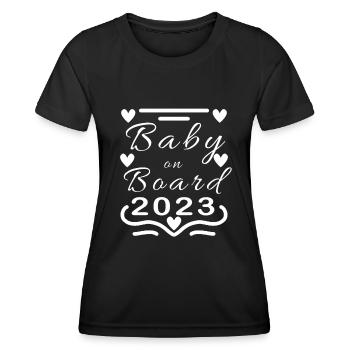 Baby on Board schwanger Schwangerschaft 2023 - Frauen Funktions-T-Shirt - Schwarz - Vorne - AI Model Female 172 light (172cm)