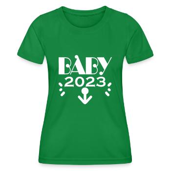 Schwangerschaft Schwanger Baby 2023 - Frauen Funktions-T-Shirt - Kelly Green - Vorne - AI Model Female 172 dark (172cm)