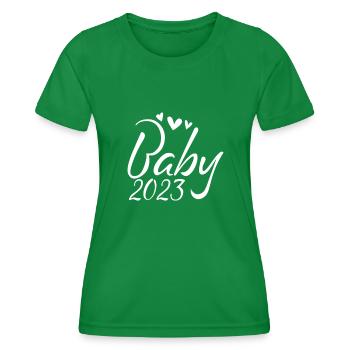 Schwangerschaft Schwanger Baby 2023 - Frauen Funktions-T-Shirt - Kelly Green - Vorne - AI Model Female 172 dark (172cm)
