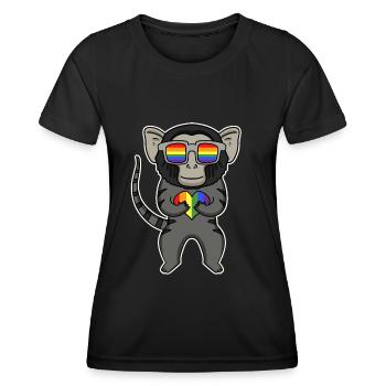 LGBT Tier Affe Marmoset Regenbogen - Frauen Funktions-T-Shirt - Schwarz - Vorne - AI Model Female 172 light (172cm)