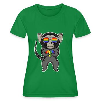 LGBT Animal Singe Ouistiti Arc-en-ciel - T-shirt sport Femme - vert - Devant - AI Model Female 172 dark (172cm)