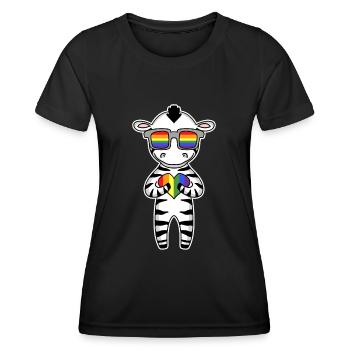 LGBT Tier Zebra Regenbogen - Frauen Funktions-T-Shirt - Schwarz - Vorne - AI Model Female 172 light (172cm)