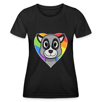 LGBT Animal Lemur Rainbow Heart - T-shirt sport Femme - noir - Devant - AI Model Female 172 light (172cm)