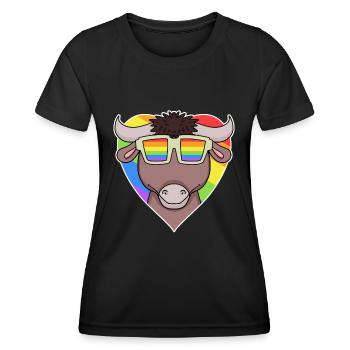 LGBT Animal Taurus Rainbow Heart - Women's Functional T-Shirt - black - Front - AI Model Female 172 light (172cm)