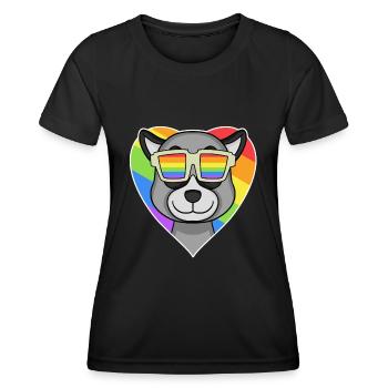 LGBT Animal Lemur Rainbow Heart - T-shirt sport Femme - noir - Devant - AI Model Female 172 light (172cm)