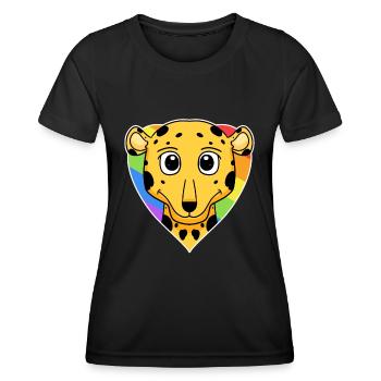 LGBT Animal Cheetah Rainbow Heart - T-shirt sport Femme - noir - Devant - AI Model Female 172 light (172cm)