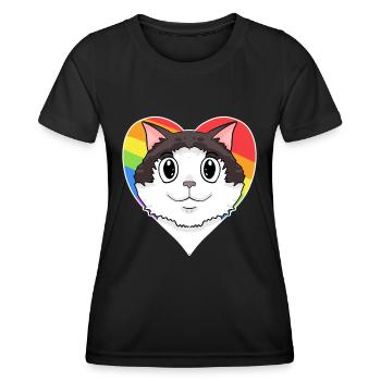 Ragdoll Katze - Regenbogen Herz - Frauen Funktions-T-Shirt - Schwarz - Vorne - AI Model Female 172 light (172cm)