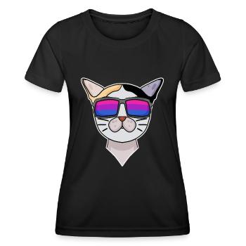 Cadeau bisexuel japonais Bobtail Cat - T-shirt sport Femme - noir - Devant - AI Model Female 172 light (172cm)