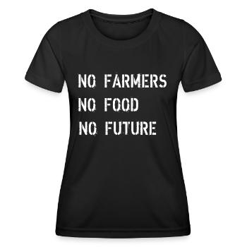 NO FARMERS NO FOOD NO FUTURE | boeren in opstand - T-shirt sport Femme - noir - Devant - AI Model Female 172 light (172cm)