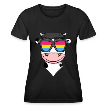 Pansexuell Kuh - Kuh mit Brille - Frauen Funktions-T-Shirt - Schwarz - Vorne - AI Model Female 172 light (172cm)