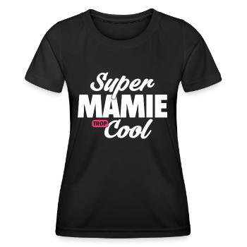 Super mamie Cool / humour grandmère - T-shirt sport Femme - noir - Devant - AI Model Female 172 light (172cm)