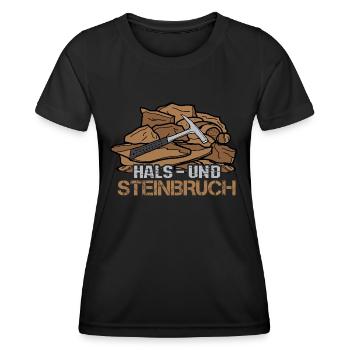 Hals- und Steinbruch - Geologe Petrologie Geologie - Frauen Funktions-T-Shirt - Schwarz - Vorne - AI Model Female 172 light (172cm)
