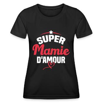 Super mamie d'amour - T-shirt sport Femme - noir - Devant - AI Model Female 172 light (172cm)