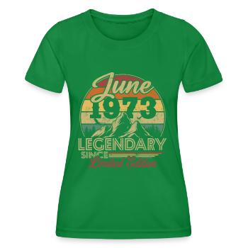 Vintage Retro Juni 1973 Geburtstagsgeschenk - Frauen Funktions-T-Shirt - Kelly Green - Vorne - AI Model Female 172 dark (172cm)