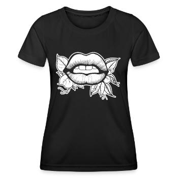 Lips, mouth, kissing lips - Women's Functional T-Shirt - black - Front - AI Model Female 172 light (172cm)