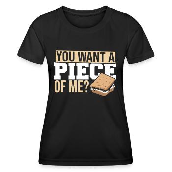 Drôle tu veux un morceau de moi Marshmallow Smore Cam - T-shirt sport Femme - noir - Devant - AI Model Female 172 light (172cm)