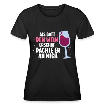Als Gott Den Wein Erschuf Dachte Er An Mich - Frauen Funktions-T-Shirt - Schwarz - Vorne - AI Model Female 172 light (172cm)